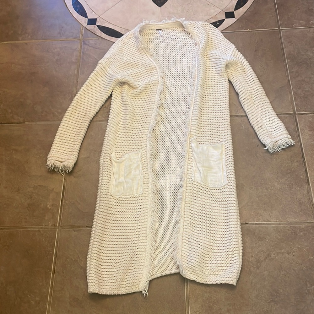 Free People Open Knit Long Sweater! XS